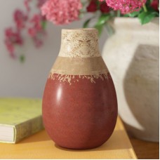 Fleur De Lis Living Small Worn Weathered Ceramic Table Vase FDLL3806
